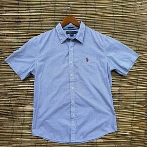 U.S. Polo Assn Slim Fit Button Down Shirt Size Large‎ Short Sleeve